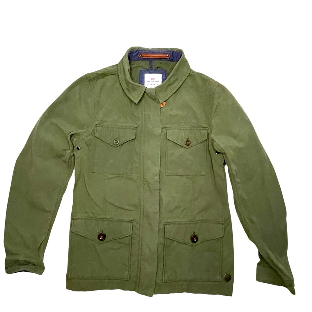 Vineyard Vines women’s size XXS army green canvas zip jacket/pockets/preppy